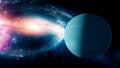 Realistic beautiful planet Uranus from deep space 3D rendering