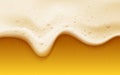 Realistic beer foam with bubbles. Beer glass with a cold drink. Background for bar design, oktoberfest flyers. Vector