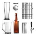 Realistic Beer Mockup Icon Set