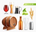Realistic Beer Transparent Set Royalty Free Stock Photo