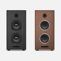 Realistic big loud speakers set vector illustration acoustic systems for home or music studio Royalty Free Stock Photo