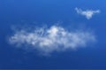 Realistic big white cloud flying on the blue sky and one another little cloud shining in the sunlight. Vector cloudscape