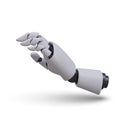 Realistic bionic prosthesis. Mechanical hand. Robotic palm with flexible fingers Royalty Free Stock Photo