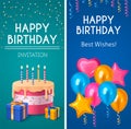 Realistic birthday greeting cards template pack Royalty Free Stock Photo