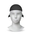 Realistic black bandana. Textile headwear on 3D white minimalistic mannequin. Modern accessory for head and hair Royalty Free Stock Photo