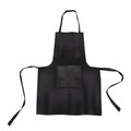 Realistic black blank apron mock up with fabric texture isolated from background