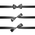 Realistic black bow with horizontal black ribbons isolated on white. Element for decoration gifts, greetings, holidays. Vector Royalty Free Stock Photo