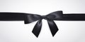 Realistic black bow with ribbon isolated on white. Element for decoration gifts, greetings, holidays. Vector illustration Royalty Free Stock Photo