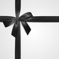 Realistic black bow with ribbon isolated on white. Element for decoration gifts, greetings, holidays. Vector illustration Royalty Free Stock Photo