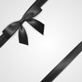 Realistic black bow with ribbon isolated on white. Element for decoration gifts, greetings, holidays. Vector illustration Royalty Free Stock Photo