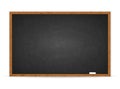 Realistic black chalkboard with wooden frame isolated on transparent background. Chalkboard framed for design. Rubbed out dirty ch Royalty Free Stock Photo