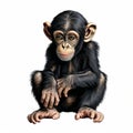 Realistic Black Chimpanzee Machine Embroidery Applique Design On White Background