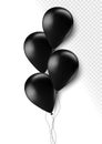 Realistic black 3d balloons isolated on transparent background. Air balloons for Birthday parties, celebrate anniversary Royalty Free Stock Photo