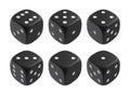 Realistic black dices. Casino and gambling design elements. Vector illustration.