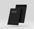 Realistic Black Envelope C4/A4 mockup, Dark letter paper, c4 a4 c3 a3 template 3d Rendering isolated on light gray background