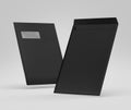 Realistic Black Envelope C4/A4 mockup, Dark letter paper, c4 a4 c3 a3 template 3d Rendering isolated on light gray background