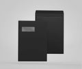 Realistic Black Envelope C4/A4 mockup, Dark letter paper, c4 a4 c3 a3 template 3d Rendering isolated on light gray background