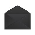 Realistic black envelope. Opened envelope mockup isolated on white background, unfolded paper letter. Vector Royalty Free Stock Photo