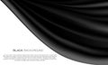 Realistic black fabric curtain curve wave on white design luxury background vector Royalty Free Stock Photo