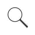 Realistic black magnifying glass. Magnification lens isolated on white background. 3d Vector object illustration