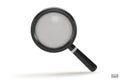 Realistic black Magnifying glass with shadow isolated on white background. Lupe 3d in a realistic style. Search vector icon. Royalty Free Stock Photo