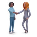 Realistic black man shaking hands with white woman Royalty Free Stock Photo