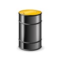 Realistic Black Metal Oil, Fuel, Gasoline Barrel Isolated. Design Template of Packaging for Mockup. Vector Royalty Free Stock Photo