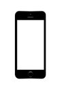 Realistic black mobile phone with blank screen isolated on white . Vector Illustration. Eps10. Royalty Free Stock Photo