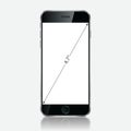 Realistic black mobile phone with blank screen on white background. Royalty Free Stock Photo