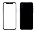 Realistic black mobile phone with blank screen on white background. Vector EPS 10 lustrasion