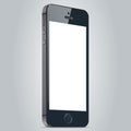 Realistic black mobile phone with blank screen on white background. Vector EPS10 Royalty Free Stock Photo