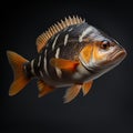 Realistic Black And Orange Fish In Zbrush Style Studio Shot