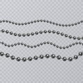 Realistic black pearl on transparent background, black beads, vector illustration