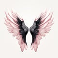 Realistic Black And Pink Angel Wings On White Background Royalty Free Stock Photo