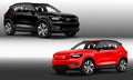 Realistic black red sport luxury car set on grey metallic background vector Royalty Free Stock Photo