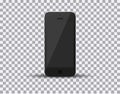 Realistic black smartphone in iphone style with blank screen on white background. Vector illustration Royalty Free Stock Photo