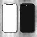 Realistic black smartphone mockup. Black cellphone mockup on transparent background. Phone with blank screen. Isolated templates Royalty Free Stock Photo