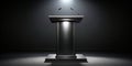 Realistic black studio dark podium on black background AI-Generated Content