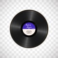 Realistic Black Vinyl Record. Retro Sound Carrier isolated on transparent background Royalty Free Stock Photo