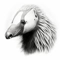 Realistic Black And White Anteater Portrait Tattoo Drawing