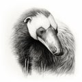 Realistic Black And White Anteater Portrait Tattoo Drawing
