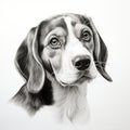 Realistic Black And White Beagle Drawing - Detailed Animal Illustration