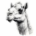 Realistic Black And White Camel Portrait Tattoo Drawing Royalty Free Stock Photo