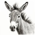 Realistic Black And White Donkey Portrait Tattoo Drawing