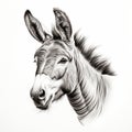 Realistic Black And White Donkey Portrait Tattoo Drawing