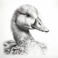 Realistic Black And White Duck Portrait Tattoo Drawing Royalty Free Stock Photo