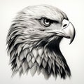 Realistic Black And White Eagle Head Tattoo Drawing