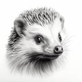 Realistic Black And White Hedgehog Portrait Tattoo Drawing