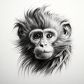 Realistic Black And White Monkey Portrait Tattoo Drawing Royalty Free Stock Photo