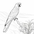Realistic Black And White Parrot Coloring Page